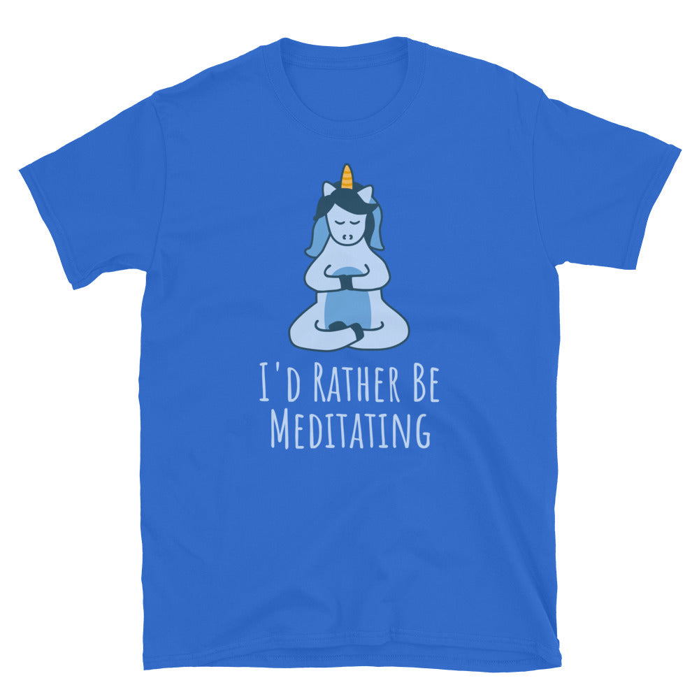I'd Rather Be Meditating Unicorn TShirt - Royal Color - https://ascensionemporium.net